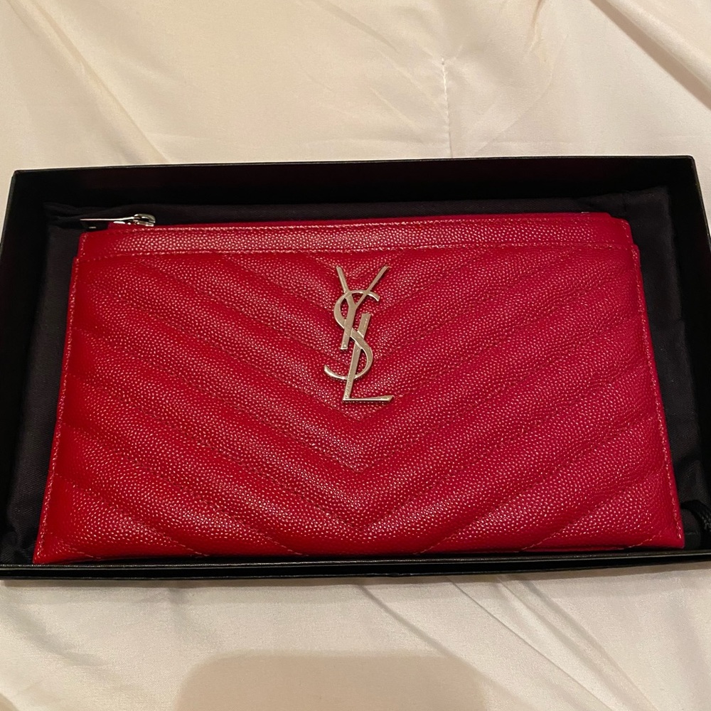 Saint Laurent monogram matelassé leather zip pouch